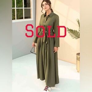 Beautiful Olive Green Belt Dress